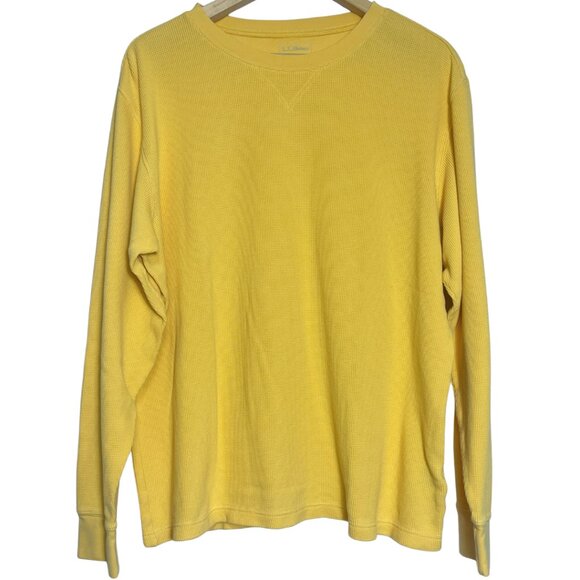 LL Bean Base Layer Thermal Shirt Mens Size L Cotton Waffle Knit Top Crew Neck - Picture 1 of 9